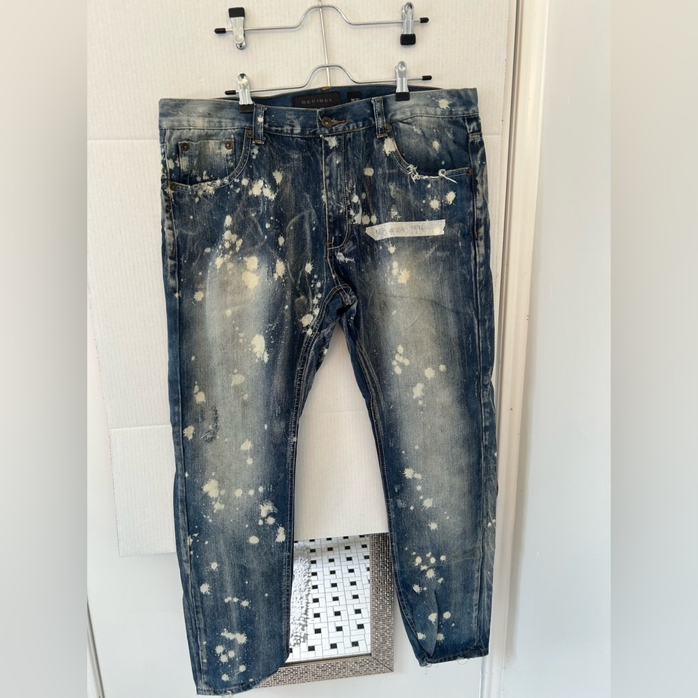 Blue Splatter Straight Jeans